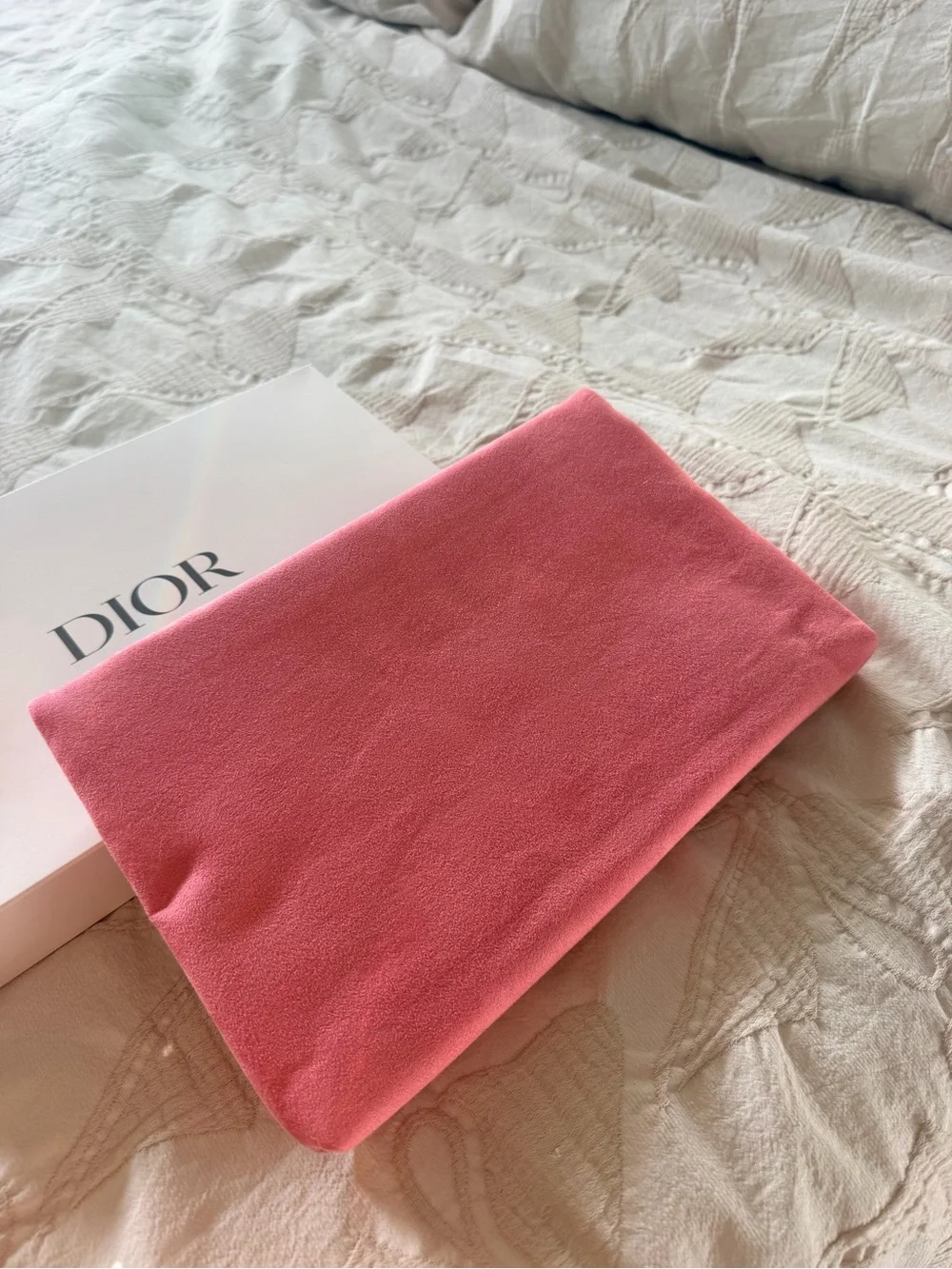 Dior Pink Pouch with Raised Logo